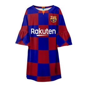 Детское платье 3D с принтом Barcelona Messi в Белгороде, 100% полиэстер | прямой силуэт, чуть расширенный к низу. Круглая горловина, на рукавах — воланы | barca | fc barca | fc barcelona | барса | лионель месси | мадрид барселона | фк барселона | форма барселоны | форма месси | футбольная форма | юнайтед барселона
