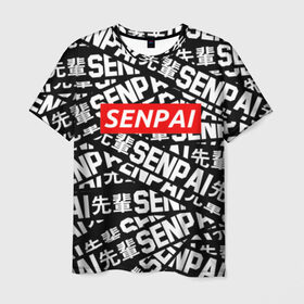 Мужская футболка 3D с принтом SENPAI в Белгороде, 100% полиэфир | прямой крой, круглый вырез горловины, длина до линии бедер | ahegao | anime | kawai | kowai | oppai | otaku | senpai | sugoi | waifu | yandere | аниме | ахегао | ковай | культура | отаку | сенпай | тренд | яндере