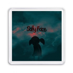 Магнит 55*55 с принтом Sally Face (Силуэт). в Белгороде, Пластик | Размер: 65*65 мм; Размер печати: 55*55 мм | face | game | horror | larry | sally | sally face | sanity s fall | игра | ларри | мальчик с протезом | салли | салли фейс | ужасы