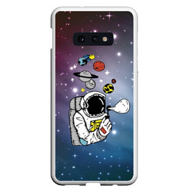 Чехол для Samsung S10E с принтом Space в Белгороде, Силикон | Область печати: задняя сторона чехла, без боковых панелей | Тематика изображения на принте: bubble | cosmonaut | cosmos | planets | saturn | space | spacesuit | stars | звезды | космонавт | космос | мыльный пузырь | планеты | сатурн | скафандр