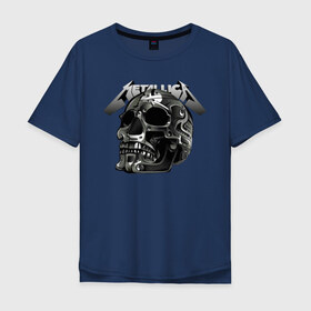 Мужская футболка хлопок Oversize с принтом Metallica в Белгороде, 100% хлопок | свободный крой, круглый ворот, “спинка” длиннее передней части | metal | metallica | music | skull | thrash metal | underground | музыка | трэш металл | череп