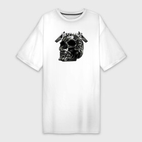 Платье-футболка хлопок с принтом Metallica в Белгороде,  |  | metal | metallica | music | skull | thrash metal | underground | музыка | трэш металл | череп