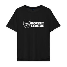 Мужская футболка хлопок Oversize с принтом ROCKET LEAGUE в Белгороде, 100% хлопок | свободный крой, круглый ворот, “спинка” длиннее передней части | Тематика изображения на принте: 