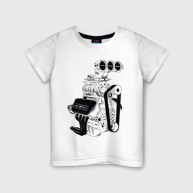 Детская футболка хлопок с принтом Engine в Белгороде, 100% хлопок | круглый вырез горловины, полуприлегающий силуэт, длина до линии бедер | авто | автомобиль | автотюнинг | гараж | двигатель | машина | мотор | техника | тюнинг