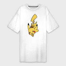 Платье-футболка хлопок с принтом Радостный Пикачуха в Белгороде,  |  | detective pikachu | pikachu | pokeball | pokemon | детектив пикачу | пикачу | покебол | покемон