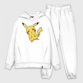 Мужской костюм хлопок OVERSIZE с принтом Непонимающий Пикачу в Белгороде,  |  | detective pikachu | pikachu | pokeball | pokemon | детектив пикачу | пикачу | покебол | покемон