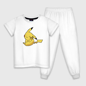 Детская пижама хлопок с принтом Пикачу в Белгороде, 100% хлопок |  брюки и футболка прямого кроя, без карманов, на брюках мягкая резинка на поясе и по низу штанин
 | detective pikachu | pikachu | pokeball | pokemon | детектив пикачу | пикачу | покебол | покемон
