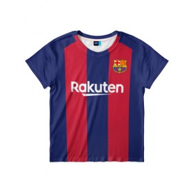Детская футболка 3D с принтом Barcelona home v2 19-20 в Белгороде, 100% гипоаллергенный полиэфир | прямой крой, круглый вырез горловины, длина до линии бедер, чуть спущенное плечо, ткань немного тянется | barcelona | champions league | lionel | messi | spain | барселона | испания | лига чемпионов | месси
