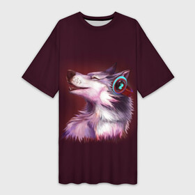 Платье-футболка 3D с принтом Волк в Белгороде,  |  | волк | животные | игры | музыка | наушники | собака | хаски