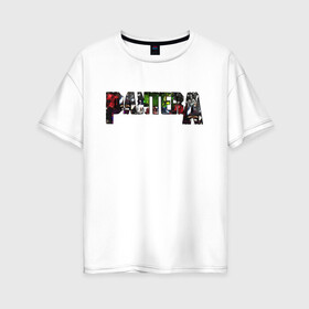 Женская футболка хлопок Oversize с принтом Pantera в Белгороде, 100% хлопок | свободный крой, круглый ворот, спущенный рукав, длина до линии бедер
 | alternative | hardcore | metal | newage | nu metal | pantera | progressive metal | punk | метал | пантера | рок | хардрок