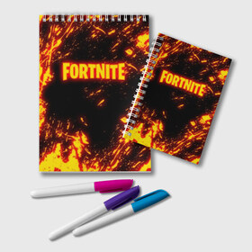 Блокнот с принтом FORTNITE FIRE STORM в Белгороде, 100% бумага | 48 листов, плотность листов — 60 г/м2, плотность картонной обложки — 250 г/м2. Листы скреплены удобной пружинной спиралью. Цвет линий — светло-серый
 | Тематика изображения на принте: 2019 | armor | armour | cybersport | esport | fire | flame | fortnite | game | llama | logo | броня | игра | киберспорт | лама | огонь | фиолетовый | фирменные цвета | фортнайт