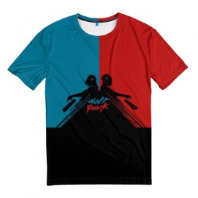 Мужская футболка 3D с принтом Daft Punk в Белгороде, 100% полиэфир | прямой крой, круглый вырез горловины, длина до линии бедер | blue | club | daft punk | music | red | style | trans | бас | басс | дафт панк | клуб | клубная | красный | мода | молодость | музыка | надпись | рейв | стиль | транс | электромузыка