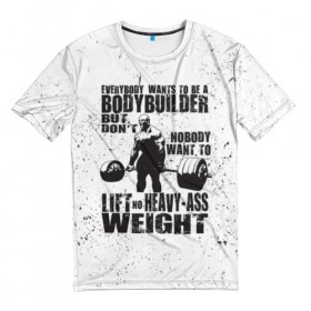 Мужская футболка 3D с принтом Bodybuilding в Белгороде, 100% полиэфир | прямой крой, круглый вырез горловины, длина до линии бедер | 