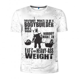 Мужская футболка 3D спортивная с принтом Bodybuilding в Белгороде, 100% полиэстер с улучшенными характеристиками | приталенный силуэт, круглая горловина, широкие плечи, сужается к линии бедра | 