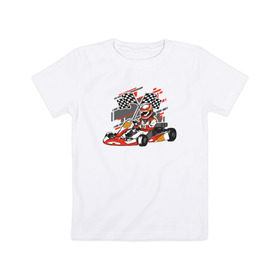Детская футболка хлопок с принтом Картинг в Белгороде, 100% хлопок | круглый вырез горловины, полуприлегающий силуэт, длина до линии бедер | cart | f1 | formula 1 | автомобиль | гонка | гонки | гоночные | гоночный | картинг | машина | суперкарт | формула 1