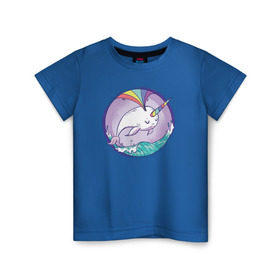 Детская футболка хлопок с принтом Нарвал в Белгороде, 100% хлопок | круглый вырез горловины, полуприлегающий силуэт, длина до линии бедер | narwhal | единорог | летние | лето | море | нарвал | радуга | рыба | рыбы