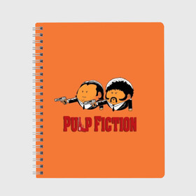 Тетрадь с принтом Pulp Fiction - Art 2 в Белгороде, 100% бумага | 48 листов, плотность листов — 60 г/м2, плотность картонной обложки — 250 г/м2. Листы скреплены сбоку удобной пружинной спиралью. Уголки страниц и обложки скругленные. Цвет линий — светло-серый
 | Тематика изображения на принте: art | film | movie | pulp fiction | tarantino | кино | криминальное чтиво | приколы | тарантино | фильмы