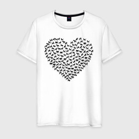 Мужская футболка хлопок с принтом Собаковое сердце. в Белгороде, 100% хлопок | прямой крой, круглый вырез горловины, длина до линии бедер, слегка спущенное плечо. | животные | любовь | милые | прикольная | прикольный | сердечки | сердце | собаки | собачки