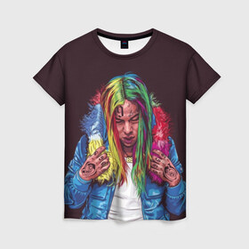Женская футболка 3D с принтом Color в Белгороде, 100% полиэфир ( синтетическое хлопкоподобное полотно) | прямой крой, круглый вырез горловины, длина до линии бедер | 6ix9ine | bebe | daniel hernandez | rap | stoopid | tekashi | рэп | сикснайн | текаши