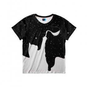 Детская футболка 3D с принтом Космический Кот в Белгороде, 100% гипоаллергенный полиэфир | прямой крой, круглый вырез горловины, длина до линии бедер, чуть спущенное плечо, ткань немного тянется | cat | galaxy | paints | space | star | stars | галактика | галактический | звезда | звезды | картинки | космос | кот | котенок | котята | кошка | кошки | краски | мода | молоко | планета | планеты