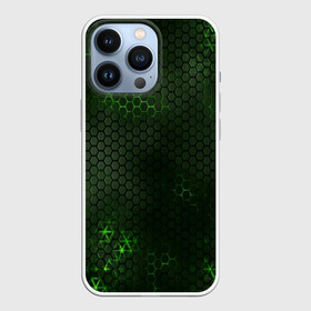 Чехол для iPhone 13 Pro с принтом ЗЕЛЕНАЯ БРОНЯ   GREEN STEEL в Белгороде,  |  | abstraction | cyber | cyberpunk | future | geometry | hexagon | neon | techno | texture | абстракция | броня | геометрия | кибер | краски | неон | неоновый | сетка | соты | стальная броня | текстура | шестигранники