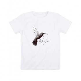 Детская футболка хлопок с принтом Птица Абстракция в Белгороде, 100% хлопок | круглый вырез горловины, полуприлегающий силуэт, длина до линии бедер | абстракция | горы | лес | надписи | надпись | природа | птица | птицы
