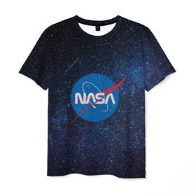 Мужская футболка 3D с принтом NASA в Белгороде, 100% полиэфир | прямой крой, круглый вырез горловины, длина до линии бедер | galaxy | nasa | nebula | space | star | абстракция | вселенная | галактика | звезда | звезды | космический | наса | планеты