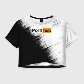 Женская футболка Cropp-top с принтом Pornhub в Белгороде, 100% полиэстер | круглая горловина, длина футболки до линии талии, рукава с отворотами | brazzers | браззерс