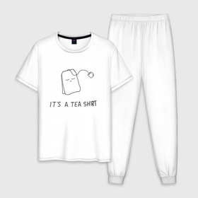 Мужская пижама хлопок с принтом TEA SHIRT в Белгороде, 100% хлопок | брюки и футболка прямого кроя, без карманов, на брюках мягкая резинка на поясе и по низу штанин
 | beauty | cute | funny | handsome | tea | teabag | милота | пакетик