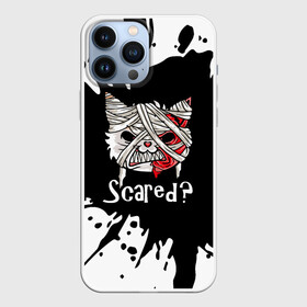 Чехол для iPhone 13 Pro Max с принтом Ну что, страшно в Белгороде,  |  | bandage | blood | blot.black | cat | fangs | fear | halloween | horror | kitten | teeth | white | белый | бинт | зубы | клыки | клякса | кот | котенок | кошка | кровь | ужас | хэллоуин | черный