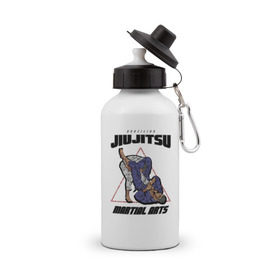 Бутылка спортивная с принтом Джиу-джитсу в Белгороде, металл | емкость — 500 мл, в комплекте две пластиковые крышки и карабин для крепления | Тематика изображения на принте: jiu jitsu | джиу джитсу | джиу джицу