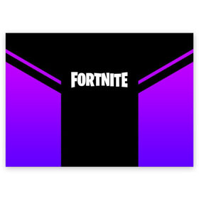 Поздравительная открытка с принтом FORTNITE SEASON 9 в Белгороде, 100% бумага | плотность бумаги 280 г/м2, матовая, на обратной стороне линовка и место для марки
 | Тематика изображения на принте: 2019 | armor | armour | cybersport | esport | fortnite | game | logo | season 9 | броня | игра | киберспорт | сезон 9 | фиолетовый | фортнайт