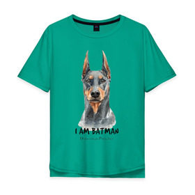 Мужская футболка хлопок Oversize с принтом Доберман в Белгороде, 100% хлопок | свободный крой, круглый ворот, “спинка” длиннее передней части | doberman | доберман | пинчер | собака | собаки