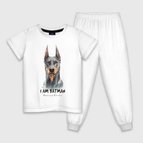 Детская пижама хлопок с принтом Доберман в Белгороде, 100% хлопок |  брюки и футболка прямого кроя, без карманов, на брюках мягкая резинка на поясе и по низу штанин
 | doberman | доберман | пинчер | собака | собаки