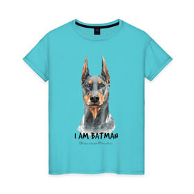 Женская футболка хлопок с принтом Доберман в Белгороде, 100% хлопок | прямой крой, круглый вырез горловины, длина до линии бедер, слегка спущенное плечо | doberman | доберман | пинчер | собака | собаки