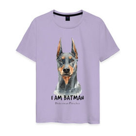 Мужская футболка хлопок с принтом Доберман в Белгороде, 100% хлопок | прямой крой, круглый вырез горловины, длина до линии бедер, слегка спущенное плечо. | doberman | доберман | пинчер | собака | собаки