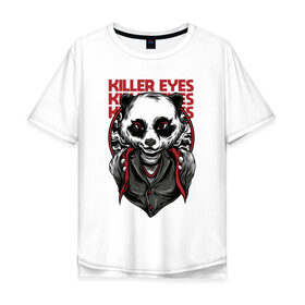 Мужская футболка хлопок Oversize с принтом Панда Киллер в Белгороде, 100% хлопок | свободный крой, круглый ворот, “спинка” длиннее передней части | Тематика изображения на принте: killer | panda | бандит | гангстер | мафия | панда | панды