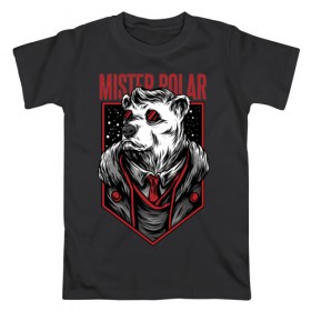 Мужская футболка хлопок с принтом Полярный Медведь в Белгороде, 100% хлопок | прямой крой, круглый вырез горловины, длина до линии бедер, слегка спущенное плечо. | bear | polar | бандит | гангстер | мафиози | мафия | медведи | медведь | полярные | полярный