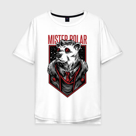 Мужская футболка хлопок Oversize с принтом Полярный Медведь в Белгороде, 100% хлопок | свободный крой, круглый ворот, “спинка” длиннее передней части | bear | polar | бандит | гангстер | мафиози | мафия | медведи | медведь | полярные | полярный