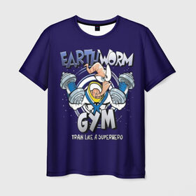 Мужская футболка 3D с принтом Earth Worm Gym в Белгороде, 100% полиэфир | прямой крой, круглый вырез горловины, длина до линии бедер | bodybuilding | diet | exercise | fitness | gym | heath | motivation | muscle | phil | training | workout | бодибилдинг | мотивация | спорт | трансформация | фитнес | эстетичный