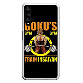 Чехол для Honor 20 с принтом GOKU GYM в Белгороде, Силикон | Область печати: задняя сторона чехла, без боковых панелей | bodybuilding | diet | exercise | fitness | gym | heath | motivation | muscle | phil | training | workout | бодибилдинг | мотивация | спорт | трансформация | фитнес | эстетичный