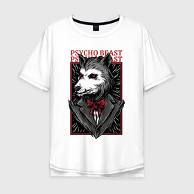 Мужская футболка хлопок Oversize с принтом Волк в Белгороде, 100% хлопок | свободный крой, круглый ворот, “спинка” длиннее передней части | mafia | wolf | бандит | волк | волки | гангстер | зверь | мафиози | мафия