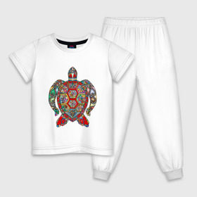 Детская пижама хлопок с принтом Радужная черепаха. в Белгороде, 100% хлопок |  брюки и футболка прямого кроя, без карманов, на брюках мягкая резинка на поясе и по низу штанин
 | 