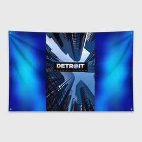 Флаг-баннер с принтом Detroit Вecome Human в Белгороде, 100% полиэстер | размер 67 х 109 см, плотность ткани — 95 г/м2; по краям флага есть четыре люверса для крепления | 3d | cтать человеком | detroit city | detroit: вecome human | игра | интерактивная | квест | кинематограф | приключения | франция