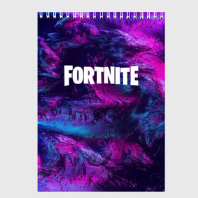 Скетчбук с принтом FORTNITE NEON в Белгороде, 100% бумага
 | 48 листов, плотность листов — 100 г/м2, плотность картонной обложки — 250 г/м2. Листы скреплены сверху удобной пружинной спиралью | 2019 | armor | armour | cybersport | esport | fortnite | game | logo | neon | season 9 | броня | игра | киберспорт | неон | сезон 9 | фиолетовый | фортнайт