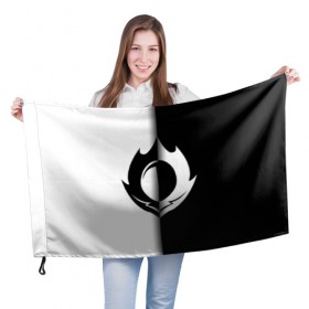 Флаг 3D с принтом Code Geass ( Black-White). в Белгороде, 100% полиэстер | плотность ткани — 95 г/м2, размер — 67 х 109 см. Принт наносится с одной стороны | аниме | знак гиаса | код гиас | силуэт | эмблема