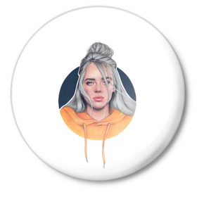 Значок с принтом Billie Eilish art 1 в Белгороде,  металл | круглая форма, металлическая застежка в виде булавки | art | billie | billie eilish | eilish | music | pop | trend | арт | билли айлиш | музыка | тренд