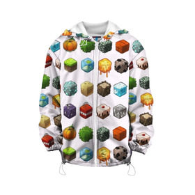 Детская куртка 3D с принтом Minecraft в Белгороде, 100% полиэстер | застежка — молния, подол и капюшон оформлены резинкой с фиксаторами, по бокам — два кармана без застежек, один потайной карман на груди, плотность верхнего слоя — 90 г/м2; плотность флисового подклада — 260 г/м2 | Тематика изображения на принте: funny | mine | minecraft | mods | noob | pro | skins | story | vs | zombie | инди | конструктор | майнкрафт | моды | нуб | скин | скрипер | шахта