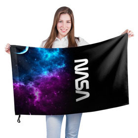 Флаг 3D с принтом NASA (SPACE) 4.1 в Белгороде, 100% полиэстер | плотность ткани — 95 г/м2, размер — 67 х 109 см. Принт наносится с одной стороны | nasa | paint | space | звезды | космос | краска | наса | черная дыра