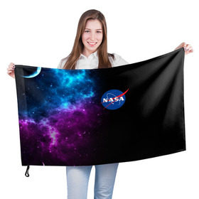 Флаг 3D с принтом NASA (SPACE) 4.2 в Белгороде, 100% полиэстер | плотность ткани — 95 г/м2, размер — 67 х 109 см. Принт наносится с одной стороны | nasa | paint | space | звезды | космос | краска | наса | черная дыра